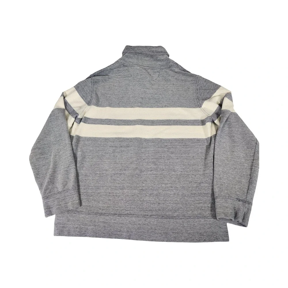 Banana Republic‎ Mens Heathered Gray Shawl Collar Stripe Pullover Sweatshirt L